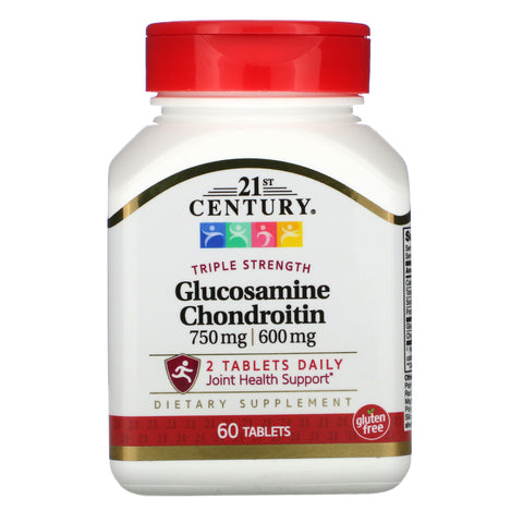 21st Century, Glucosamine / Chondroitin, Triple Strength, 750 mg / 600 mg, 60 Tablets