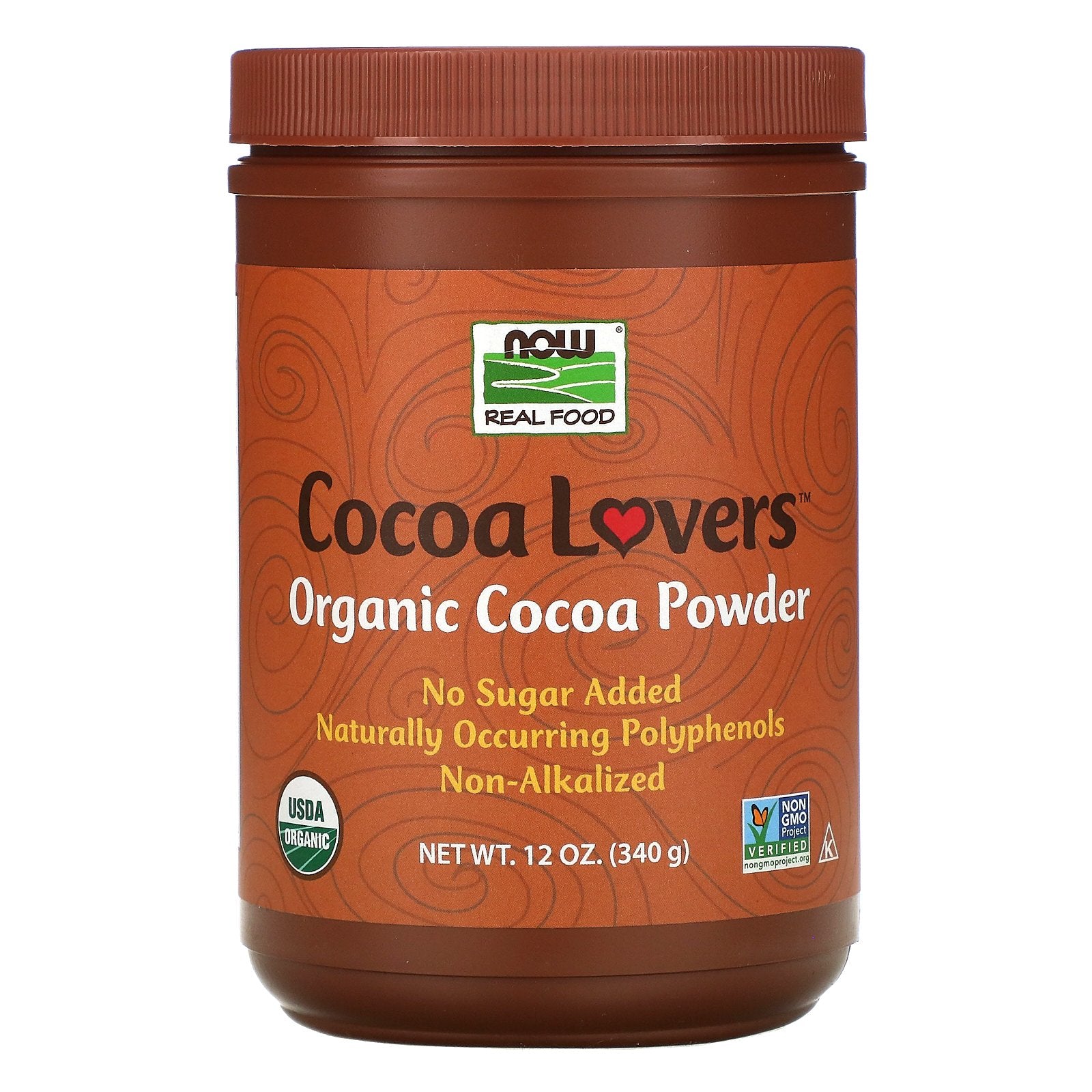 Now Foods, Real Food, Cocoa Lovers, Organic Cocoa Powder, 12 oz (340 g)