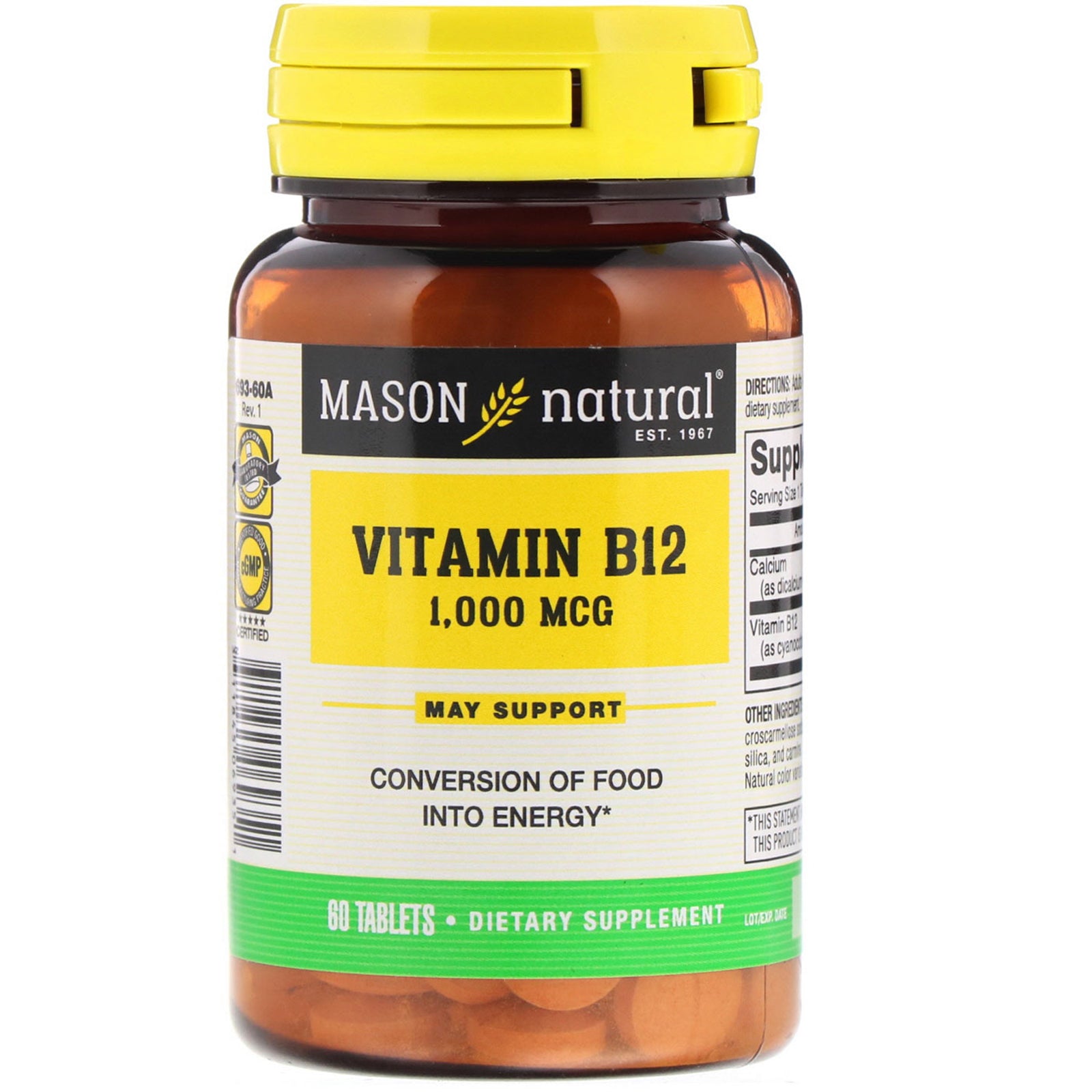 Mason Natural, Vitamin B12, 1,000 mcg, 60 Tablets