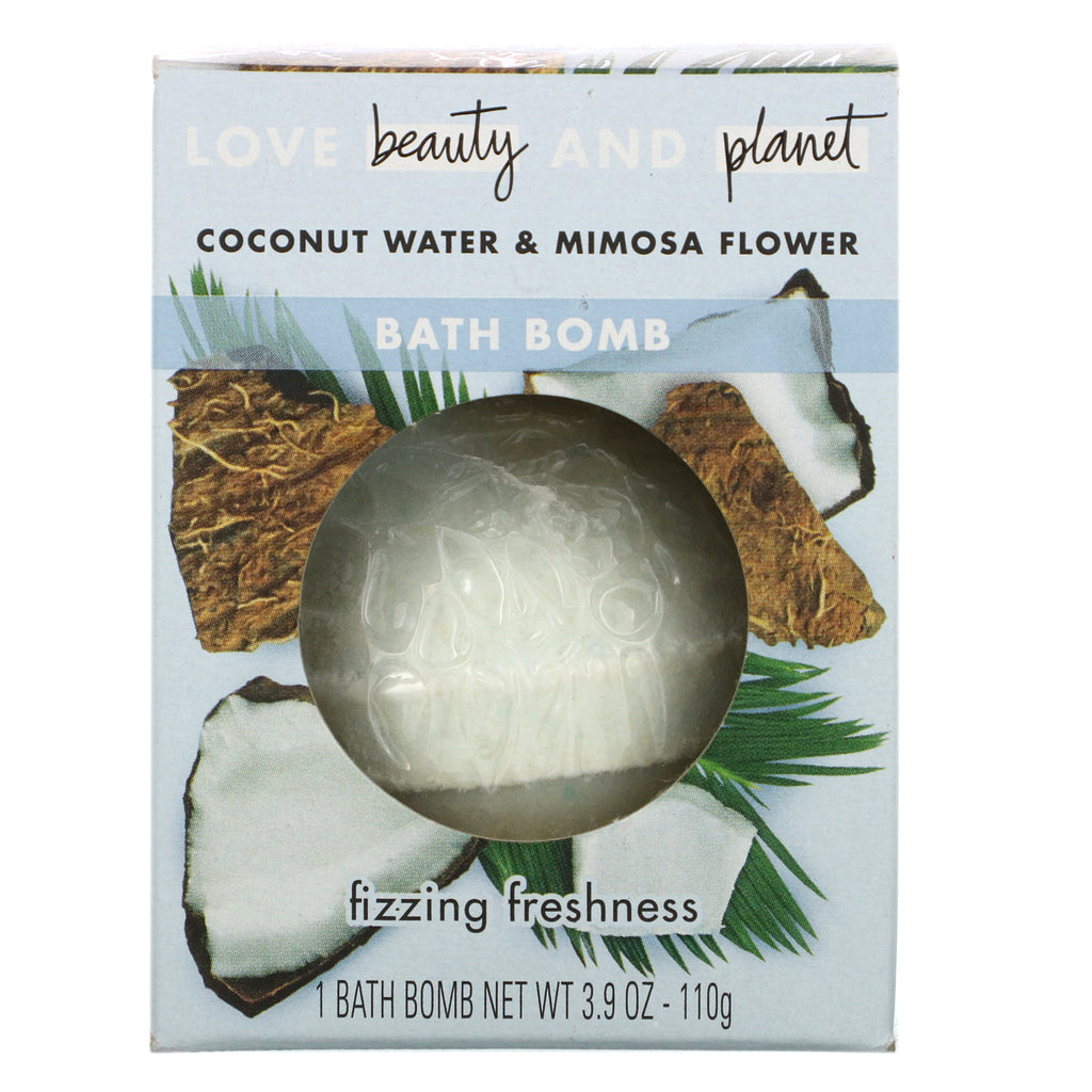 Love Beauty and Planet, Bath Bomb, Coconut Water & Mimosa Flower, 3.9 oz (110 g)