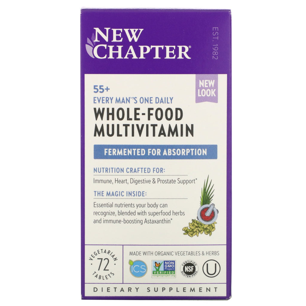 New Chapter, 55+ Every Man's One Daily Whole-Food Multivitamin, 72 Vegetarian Tablets