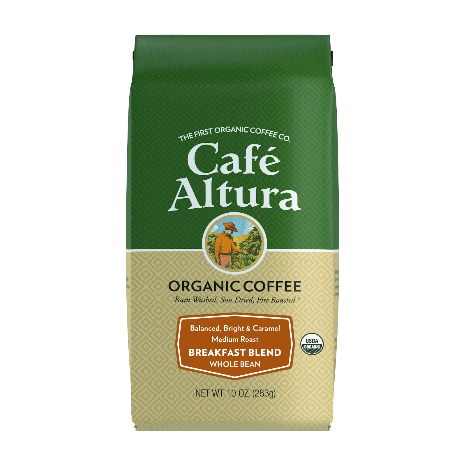 Cafe Altura, Organic Coffee, Breakfast Blend, Medium Roast, Whole Bean, 10 oz (283 g)