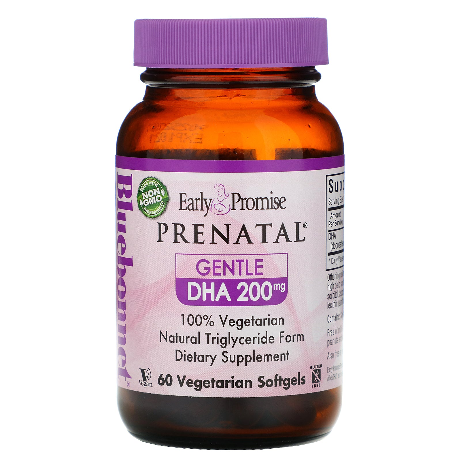 Bluebonnet Nutrition, Early Promise Prenatal, Gentle DHA, 200 mg, 60 Vegetarian Softgels