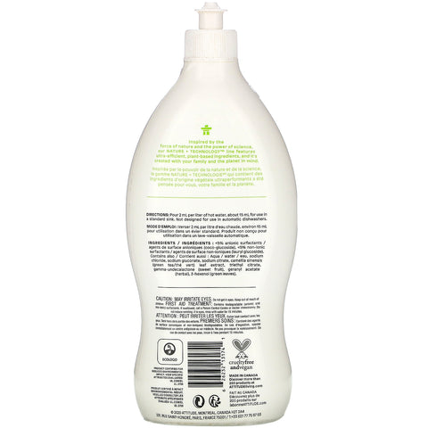 ATTITUDE, Dishwashing Liquid, Green Apple & Basil, 23.7 fl oz (700 ml)