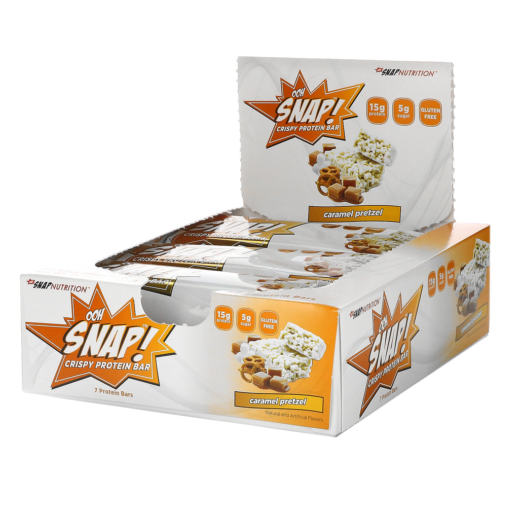 OOH Snap!, Crispy Protein Bar, Caramel Pretzel, 7 Bars, 1.62 oz (46 g) Each