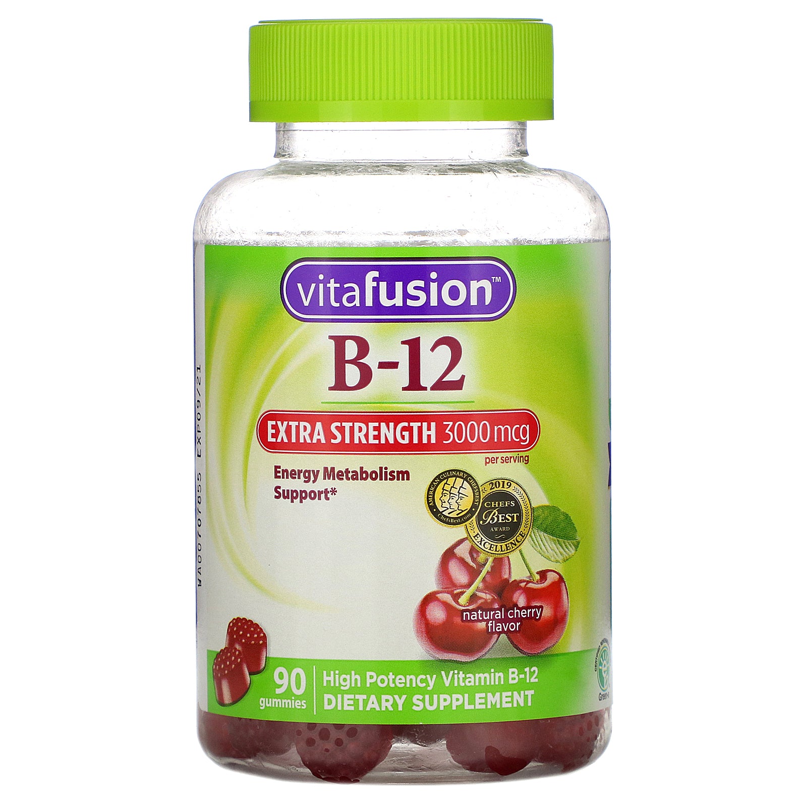 VitaFusion, Extra Strength B-12, Natural Cherry Flavor, 3,000 mcg, 90 Gummies