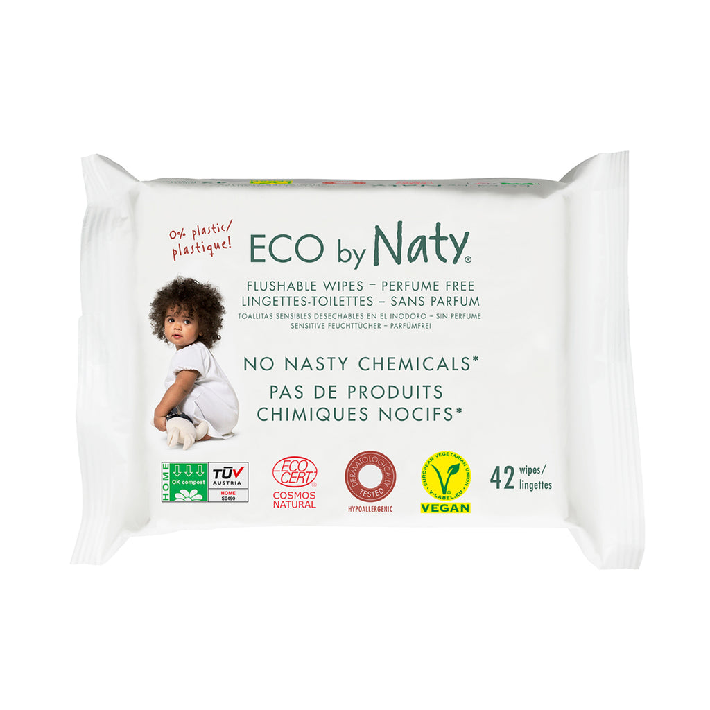 Naty, Flushable Wipes, Unscented, 42 Wipes