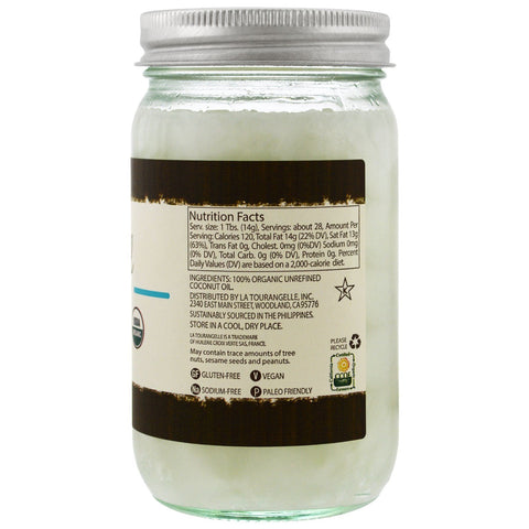 La Tourangelle, Virgin & Unrefined,  Coconut Oil, 14 fl oz (414 ml)