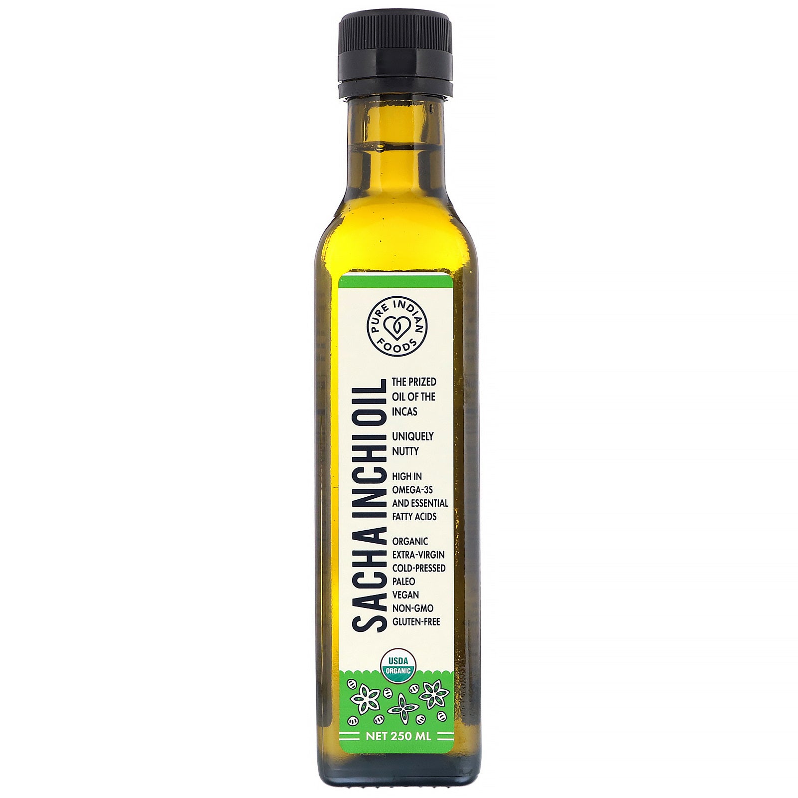 Pure Indian Foods, Organic Cold Pressed Extra-Virgin Sacha Inchi Oil, 250 ml