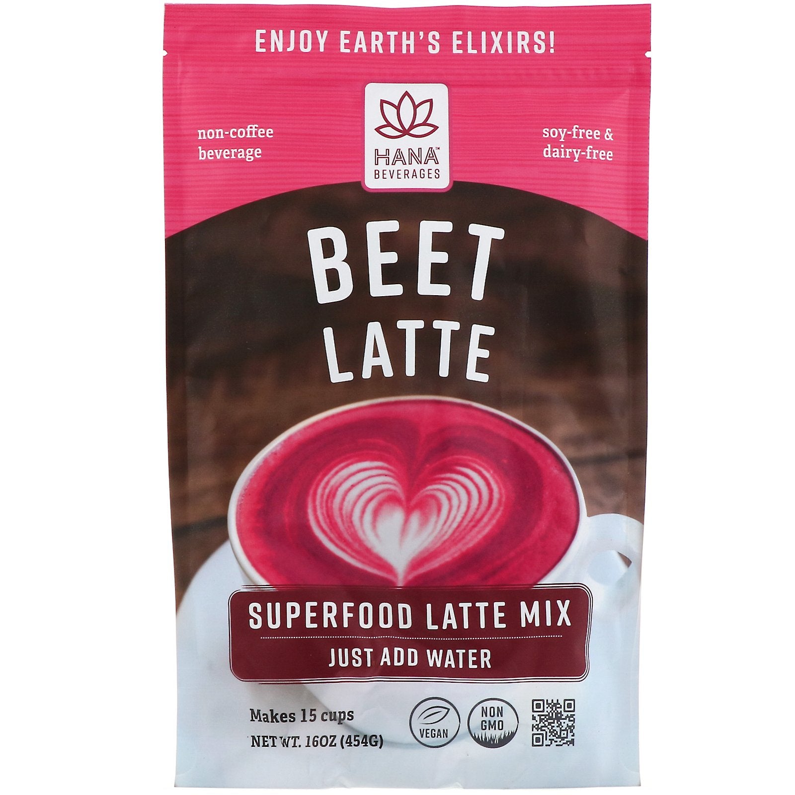 Hana Beverages, Beet Latte, Non-Coffee Superfood Beverage, 16 oz (454 g)