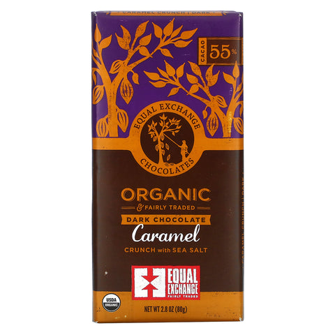 Equal Exchange, Organic, Dark Chocolate, Caramel Crunch with Sea Salt, 55% Cacao, 2.8 oz (80 g)