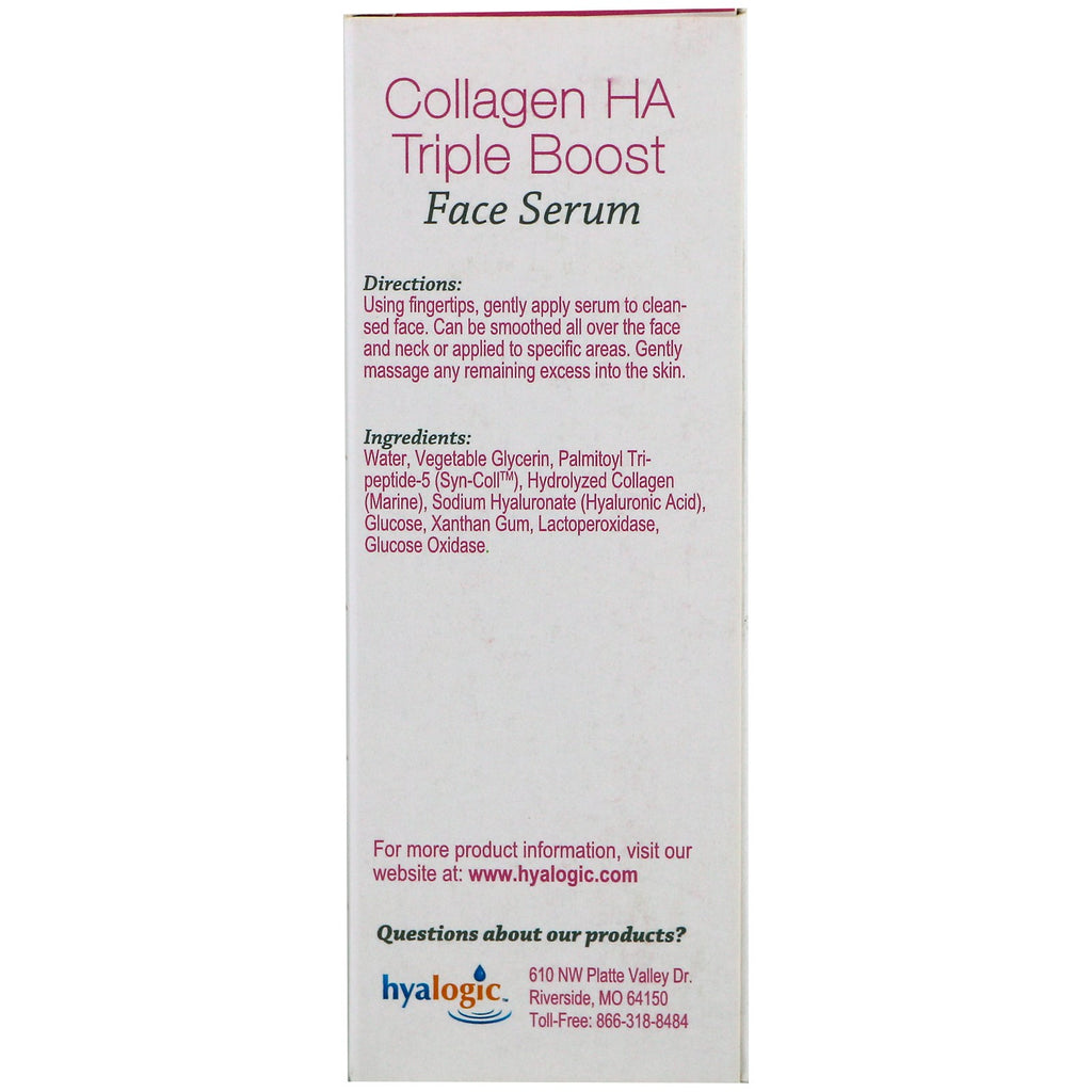 Hyalogic, Collagen HA Triple Boost Face Serum, .47 fl oz (13.5 ml)