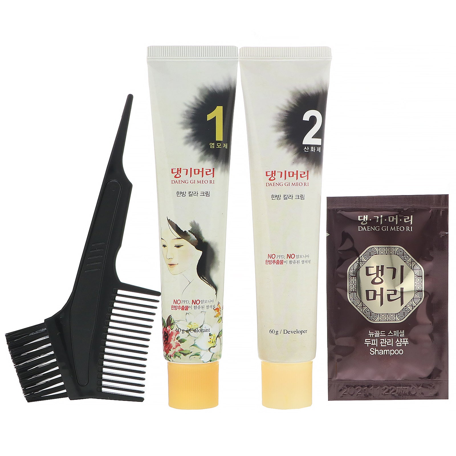 Doori Cosmetics, Daeng Gi Meo Ri, Medicinal Herb Hair Color, Light Brown, 1 Kit