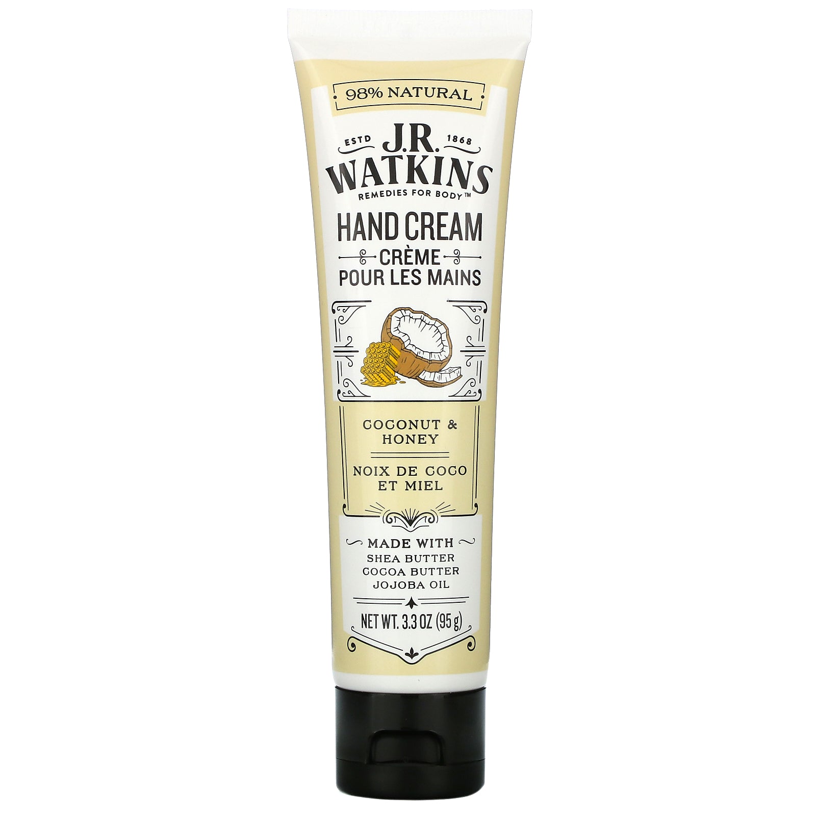 J R Watkins, Hand Cream, Coconut & Honey, 3.3 oz (95 g)