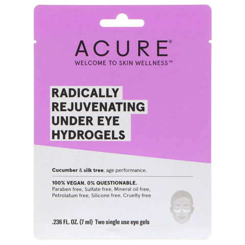 Acure, Radically Rejuvenating Under Eye Hydrogels Mask, 2 Single Use Eye Gels, 0.236 fl oz (7 ml)