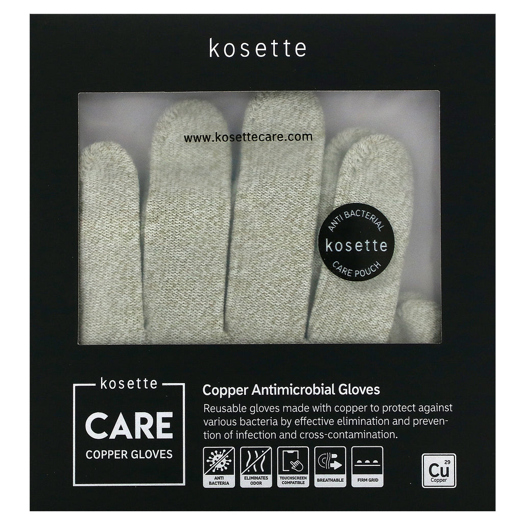 Kosette, Copper Antimicrobial Gloves, Large, 1 Pair