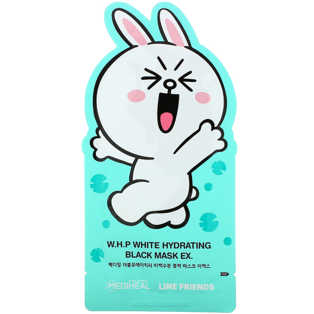 Mediheal, Line Friends, W.H.P White Hydrating Black Beauty Mask EX, 1 Sheet, 25 ml