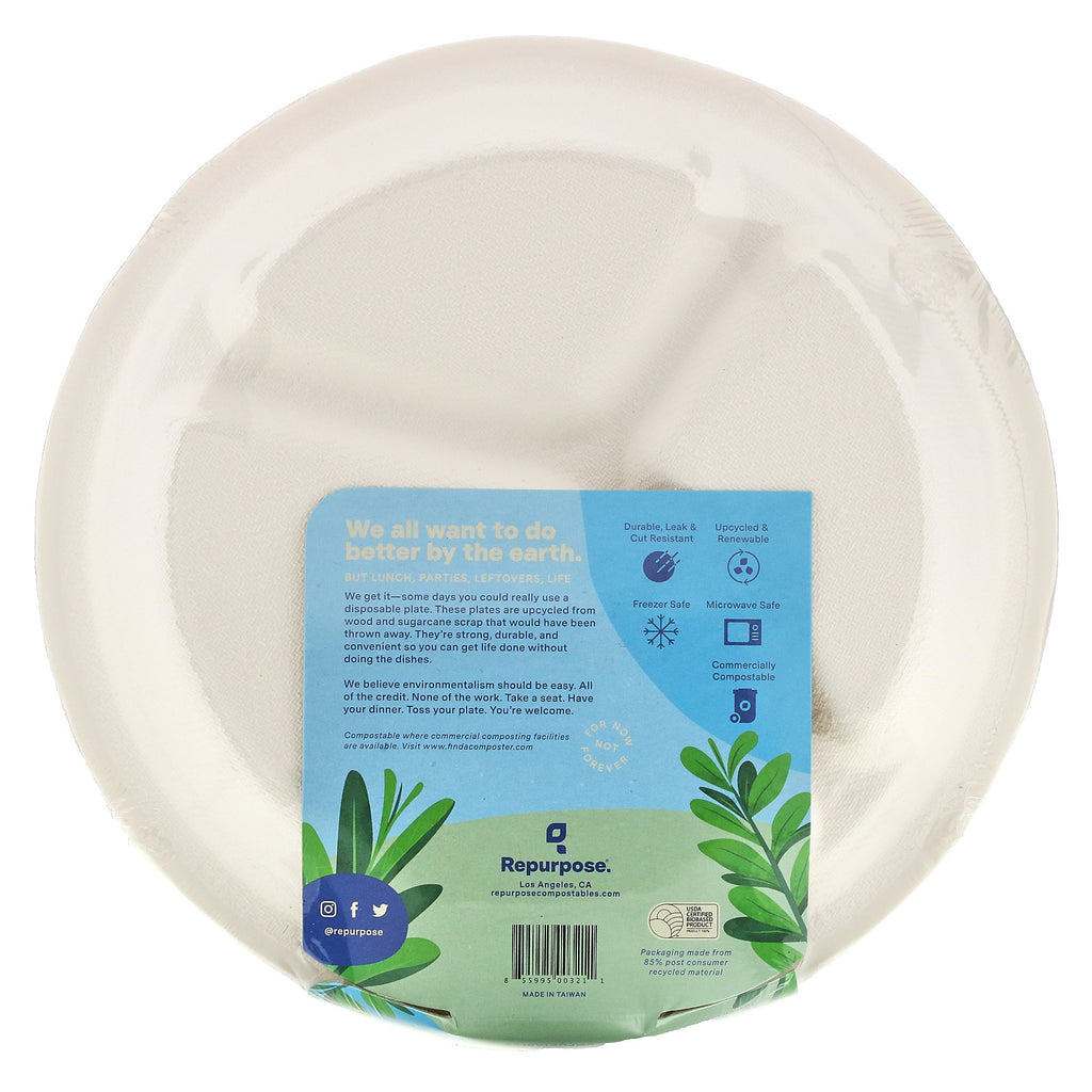 Repurpose, Heavy Duty, 10" Sectional Plates, 20 Count