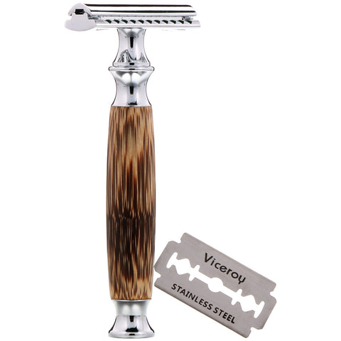 Wowe, Double Edge Safety Razor with Bamboo Handle, 1 Razor, 5 Blades