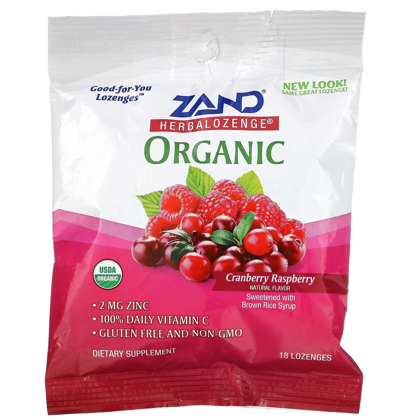 Zand, Organic Herbalozenge, Cranberry Raspberry, 18 Lozenges