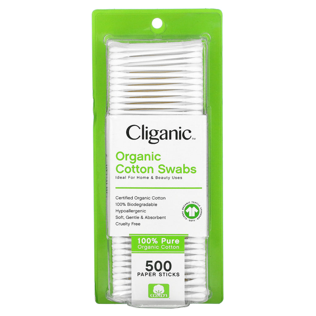 Cliganic, Organic Cotton Swabs,  500 Paper Sticks