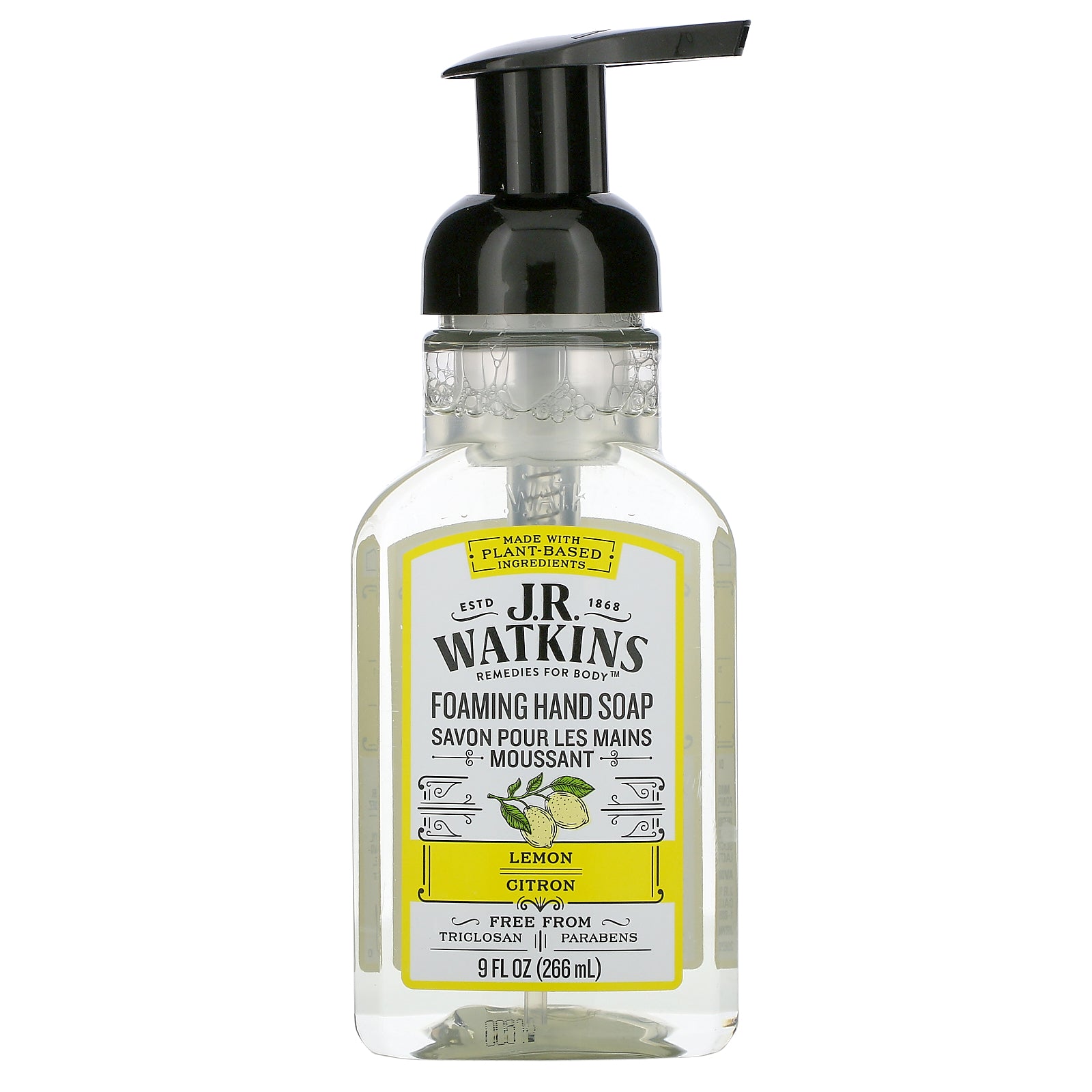 J R Watkins, Foaming Hand Soap, Lemon, 9 fl oz (266 ml)