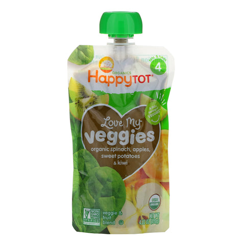 Happy Family Organics, Organics Happy Tot, Love My Veggies, Organic Spinach, Apples, Sweet Potatoes & Kiwi, 4.22 oz (120 g)