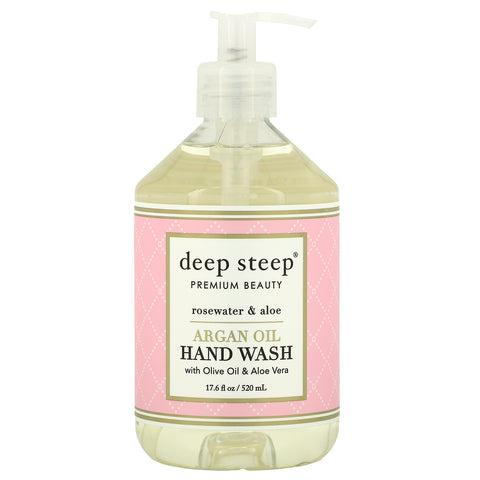 Deep Steep, Argan Oil Hand Wash, Rosewater & Aloe, 17.6 fl oz (520 ml)