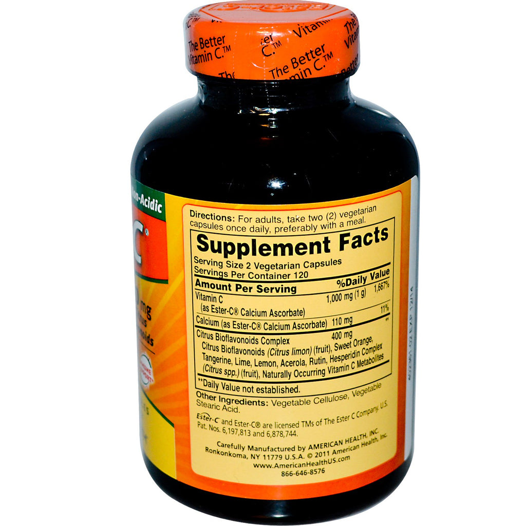 American Health, Ester-C with Citrus Bioflavonoids, 500 mg, 240 Vegetarian Capsules