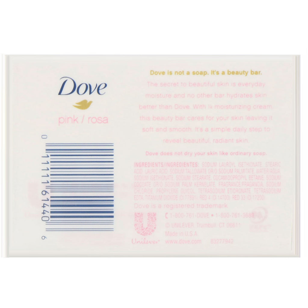 Dove, Pink Beauty Bar, 4 Bars, 4 oz (113 g) Each