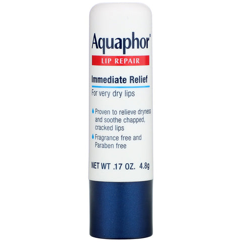 Aquaphor, Lip Repair, Stick, Immediate Relief, Fragrance Free, 1 Stick, .17 oz (4.8 g)