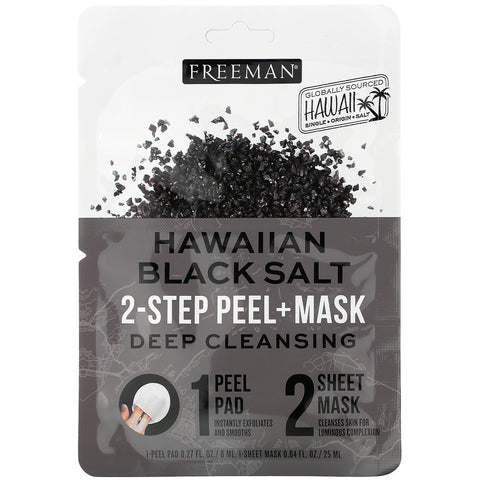 Freeman Beauty, Hawaiian Black Salt, 2-Step Peel + Beauty Mask, 1 Pad, 0.27 fl oz / 1 Sheet Mask,  0.84 fl. oz
