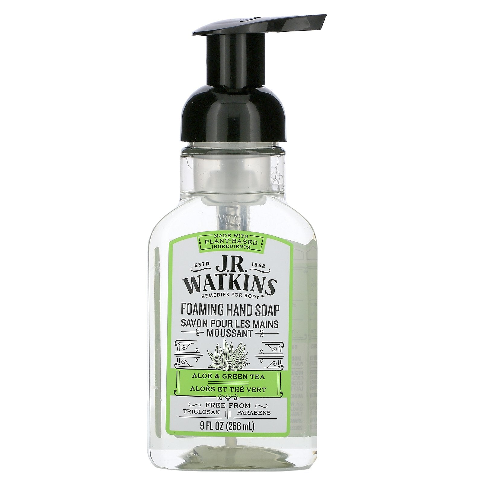 J R Watkins, Foaming Hand Soap, Aloe & Green Tea, 9 fl oz (266 ml)