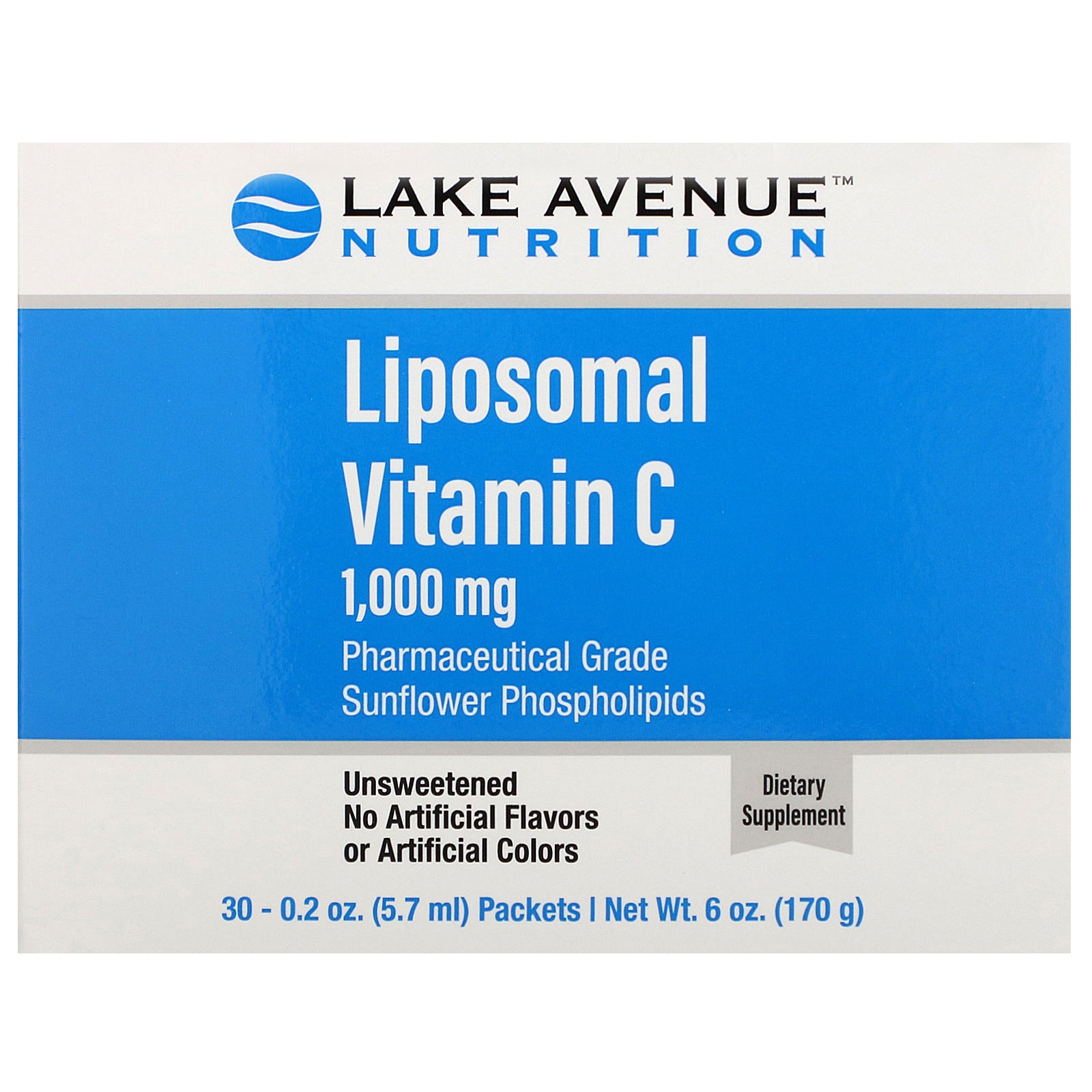 Lake Avenue Nutrition, Liposomal Vitamin C, Unflavored, 1,000 mg, 30 Packets, 0.2 oz (5.7 ml) Each