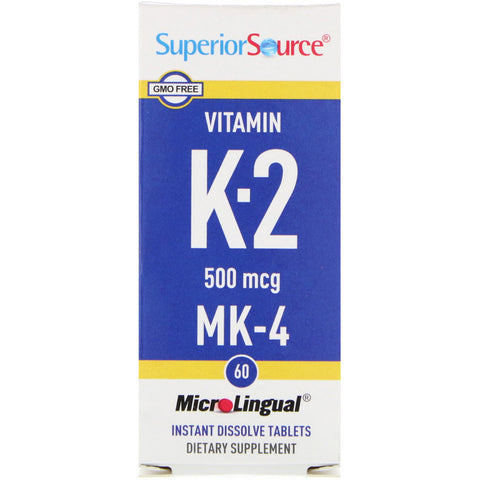 Superior Source, Vitamin K-2, 500 mcg, 60 MicroLingual Instant Dissolve Tablets