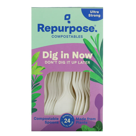Repurpose, Ultra Strong, Compostable Spoons, 24 Count