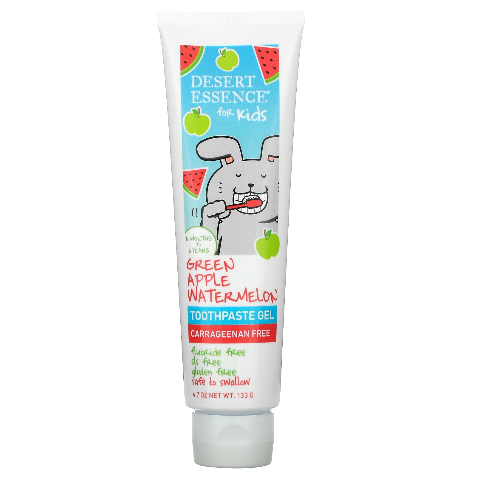 Desert Essence, Kids, Toothpaste Gel, Green Apple Watermelon, 4.7 oz (133 g)