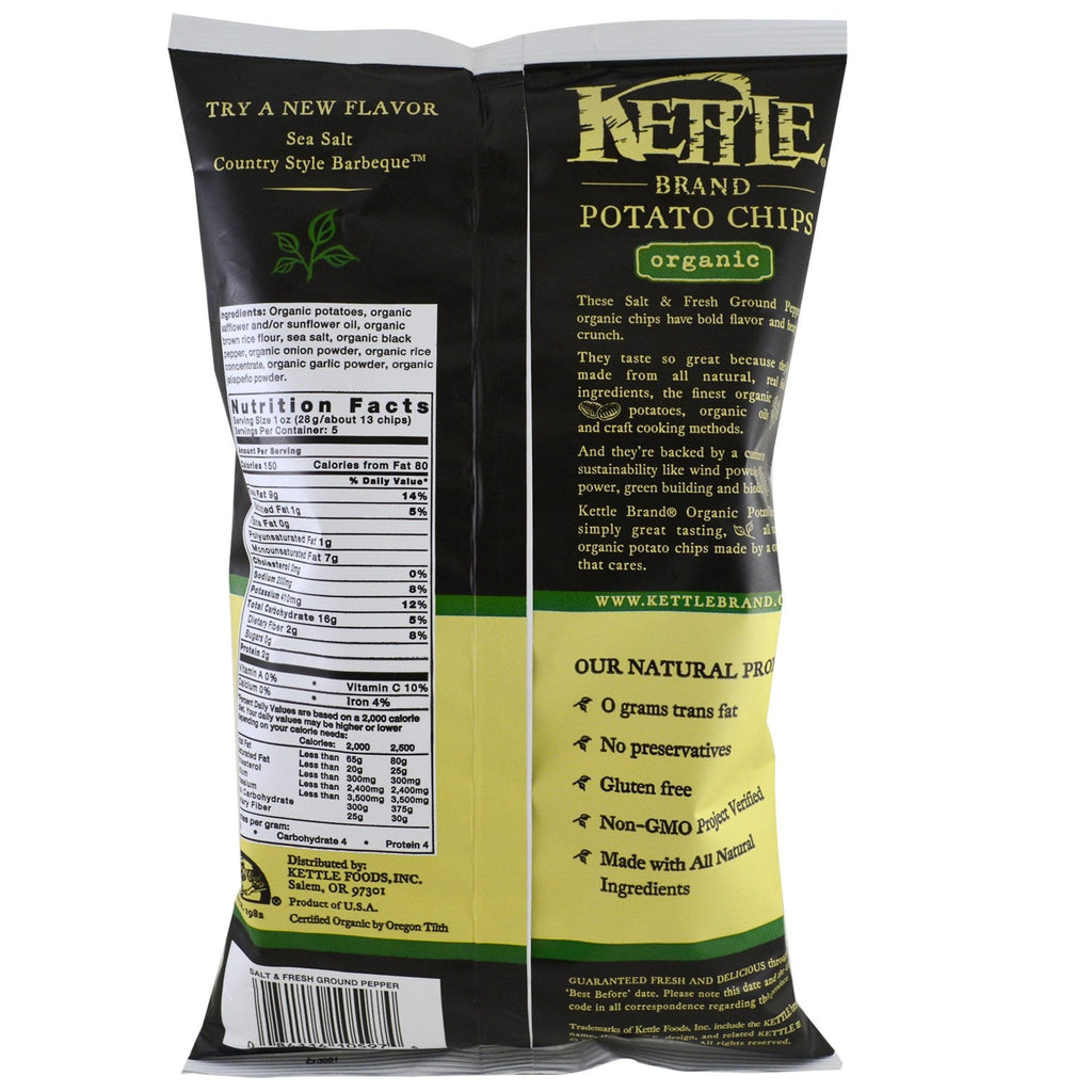 Kettle Foods,  Potato Chips, Salt and Fresh Ground Pepper, 5 oz (142 g)