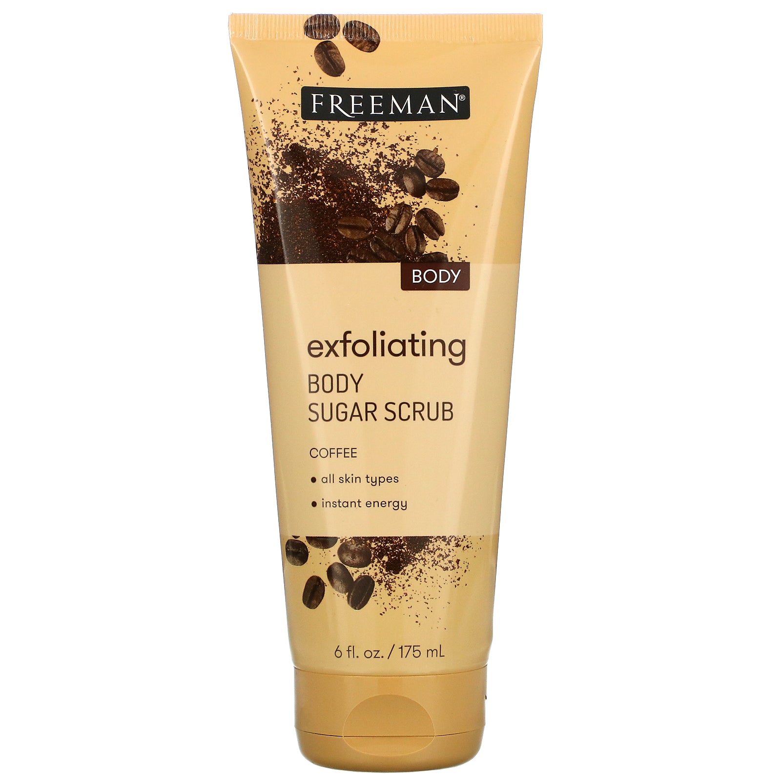 Freeman Beauty, Exfoliating Body Sugar Scrub, Coffee, 6 fl oz (175 ml)