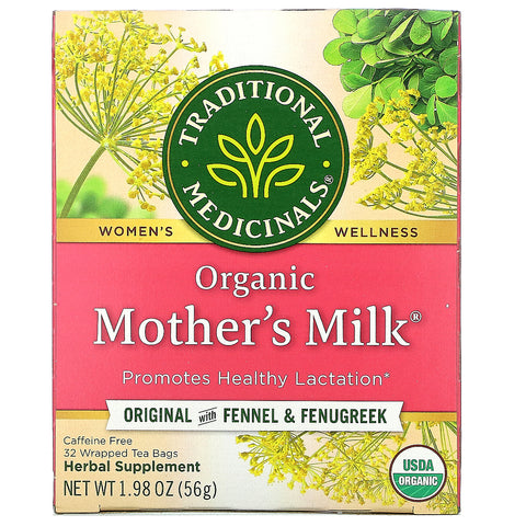 Traditional Medicinals, Organic Mother's Milk, Original with Fennel & Fenugreek, Caffeine Free, 32 Wrapped Tea Bags, 1.98 oz (56 g)