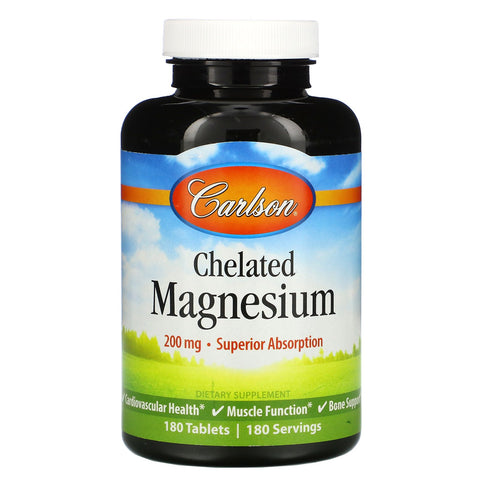 Carlson Labs, Chelated Magnesium, 200 mg, 180 Tablets