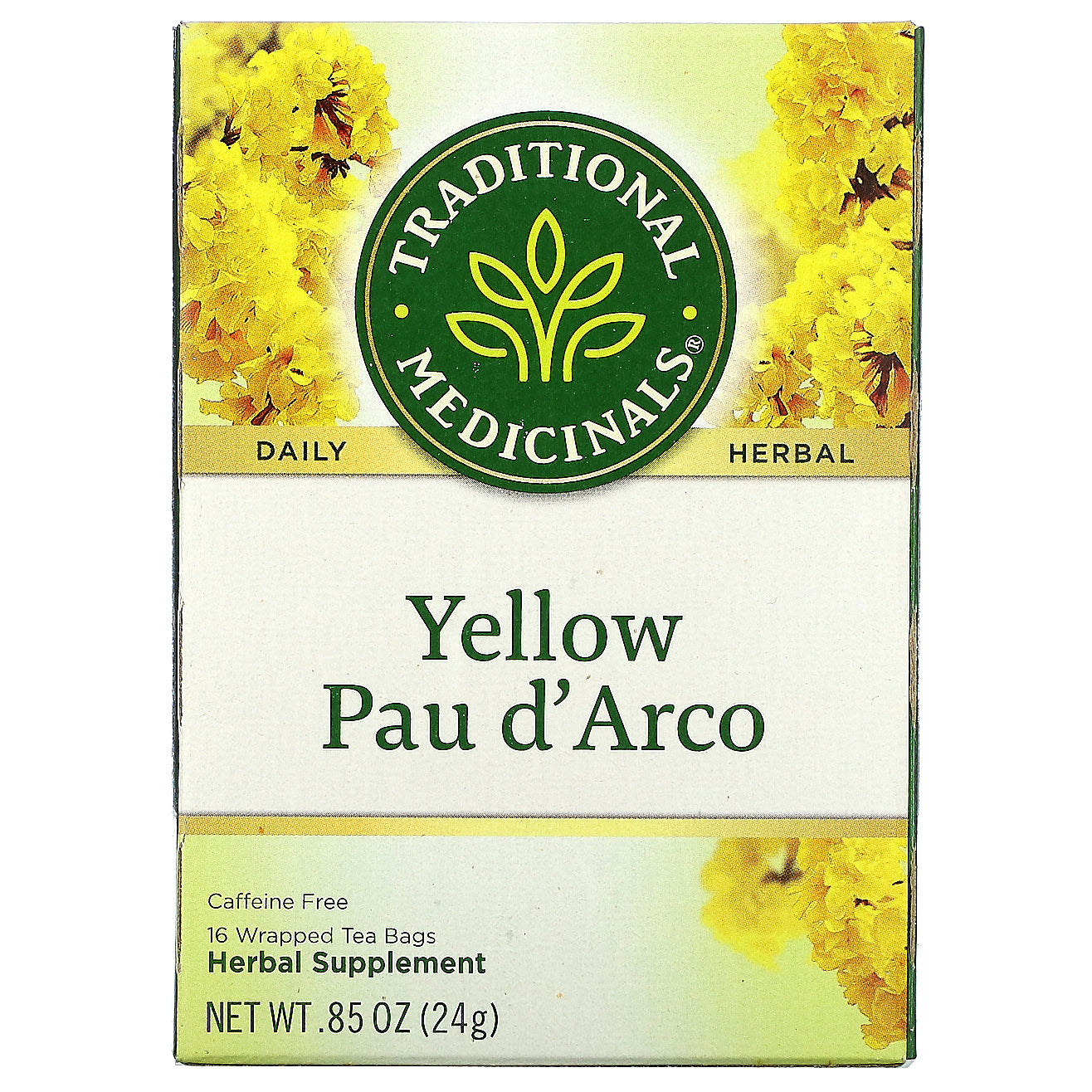 Traditional Medicinals, Yellow Pau d' Arco, Caffeine Free, 16 Wrapped Tea Bags, .85 oz (24 g)