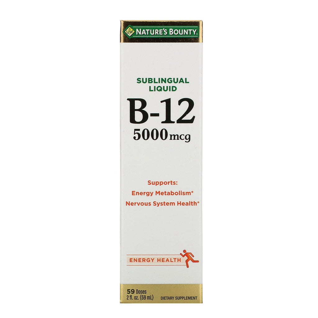 Nature's Bounty, Sublingual Liquid, Vitamin B12, 5,000 mcg, 2 fl oz (59 ml)