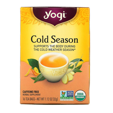 Yogi Tea, Cold Season, Caffeine Free, 16 Tea Bags, 1.12 oz (32 g)