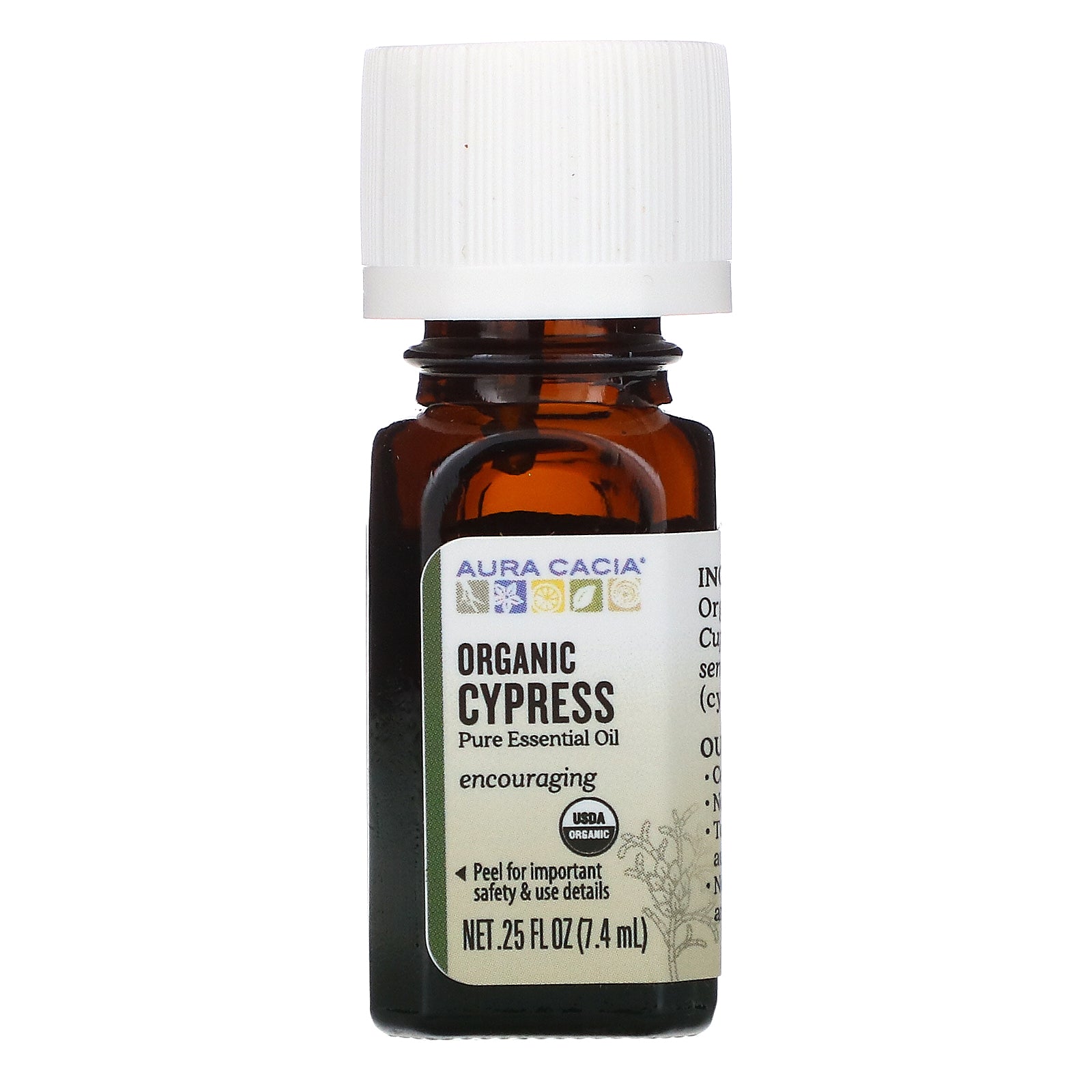 Aura Cacia, Pure Essential Oil, Organic Cypress, .25 fl oz (7.4 ml)