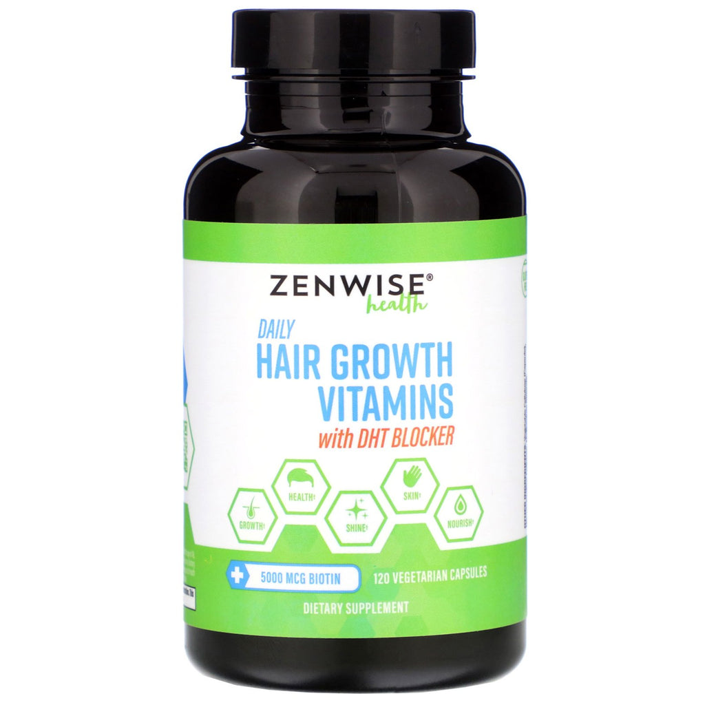 Zenwise Health, Daily Hair Growth Vitamins with DHT Blocker, 120 Vegetarian Capsules