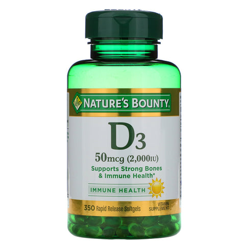 Nature's Bounty, D3, 50 mcg (2,000 IU), 350 Softgels