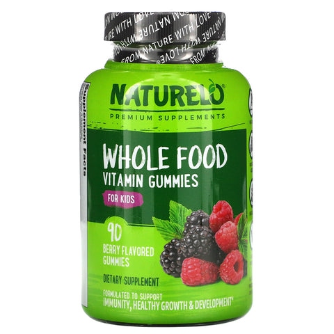 NATURELO, Whole Food Vitamin Gummies for Kids, Berry , 90 Gummies