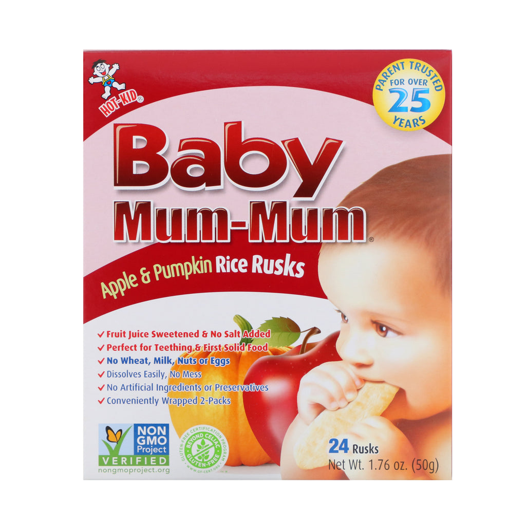 Hot Kid, Baby Mum-Mum, Apple & Pumpkin Rice Rusks, 24 Rusks, 1.76 oz (50 g)