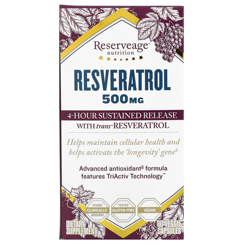 ReserveAge Nutrition, Resveratrol, 500 mg, 60 Veggie Capsules